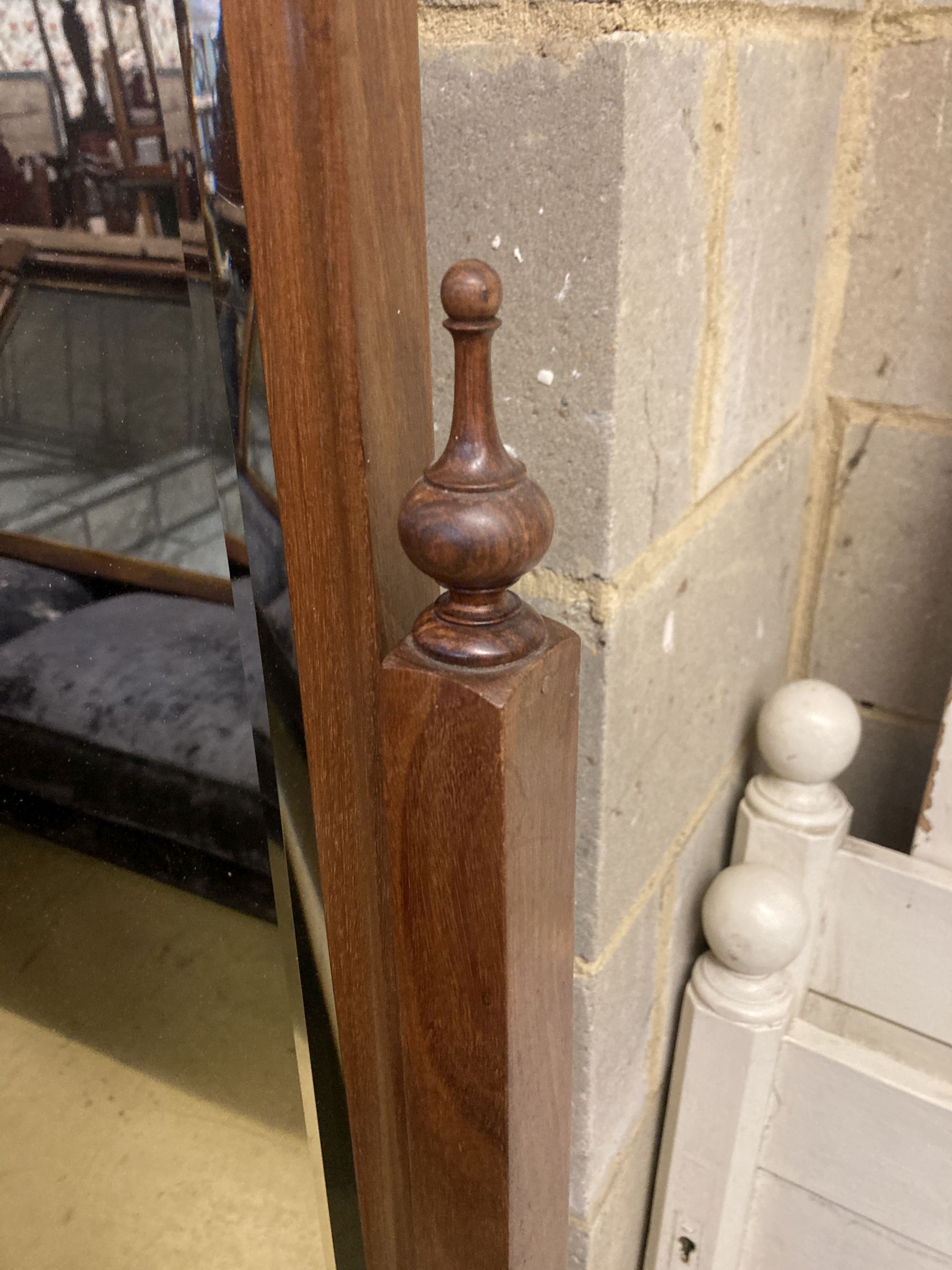 An early 20th century hardwood cheval mirror, width 60cm, height 158cm